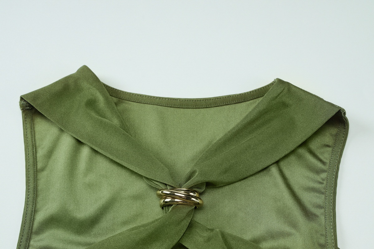 GraceChic, stile europeo e americano, estivo, da donna, nuovo, senza maniche, scollo all'americana, vita arricciata, snellente, sexy e attillato_voghion.com