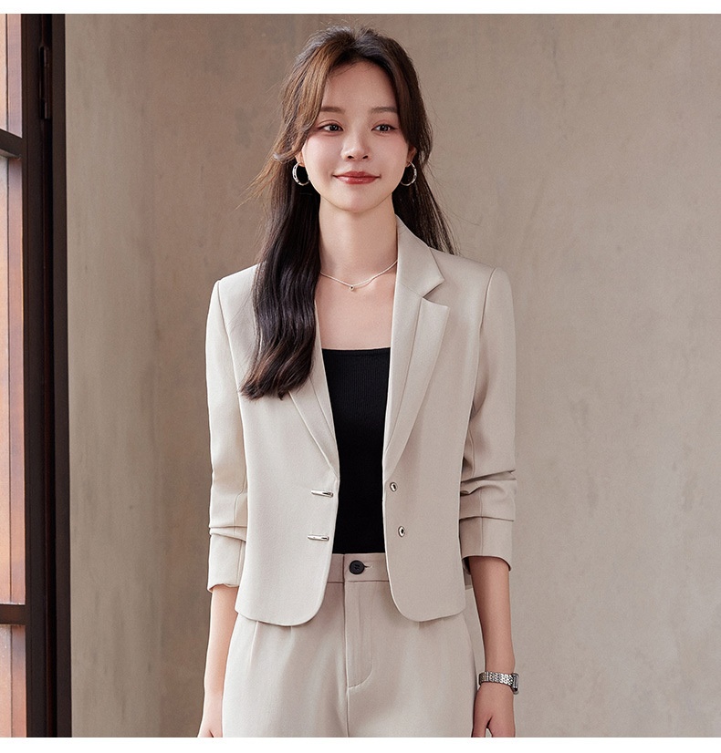 GraceChic Green Short Blazer For Women, Autumn Winter 2024 New Style, Elegant And Fashionable Suit With Wide-Leg Pants,_voghion.com