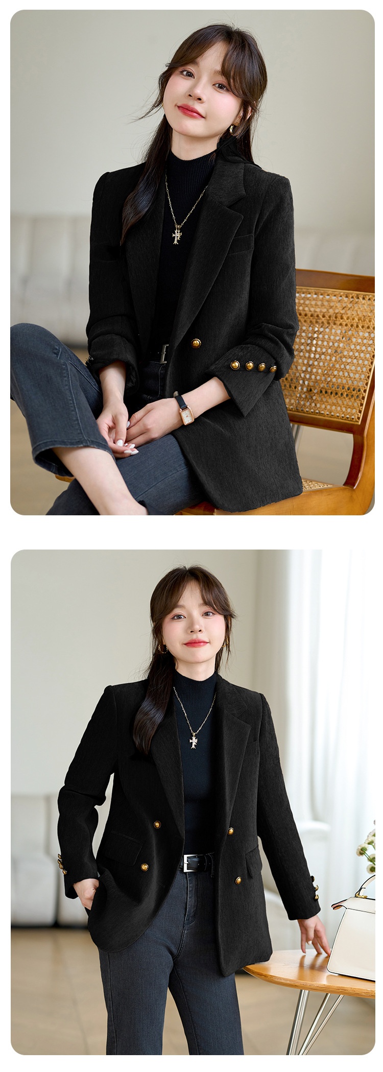 GraceChic Red Blazer For Women 2024 Autumn Winter Thick High-End Feel Petite Wide-Leg Pants Professional Suit Casual Formal Wear_voghion.com