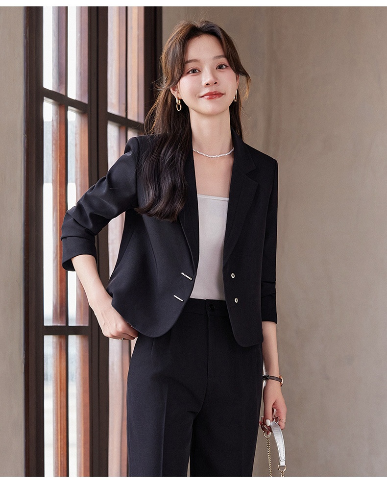 GraceChic Green Short Blazer For Women, Autumn Winter 2024 New Style, Elegant And Fashionable Suit With Wide-Leg Pants,_voghion.com