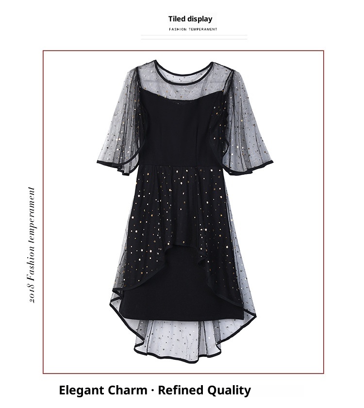 GraceChic 2024 Summer Outfit Plus MM Loose Age-Reducing Belly-Covering Mesh Chiffon Large Size Dress_voghion.com