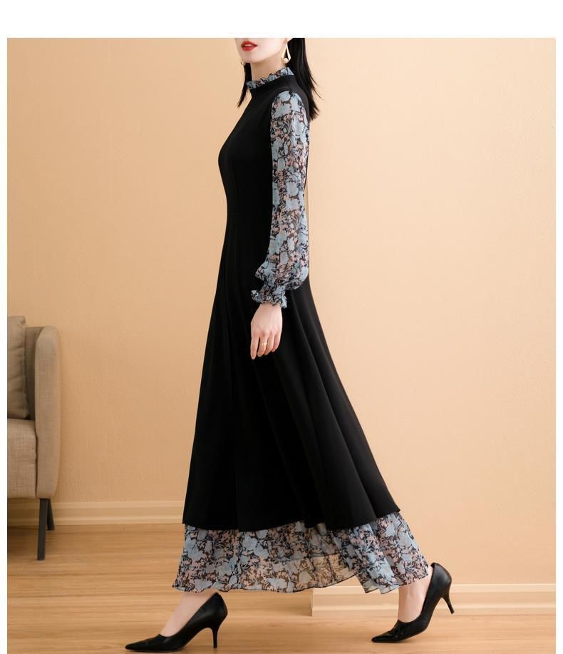 GraceChic Frühjahr/Herbst 2025: Neues Design im literarischen Stil für kurvige Frauen, knielanges zweiteiliges Blumenkleid in A-Linie_voghion.com