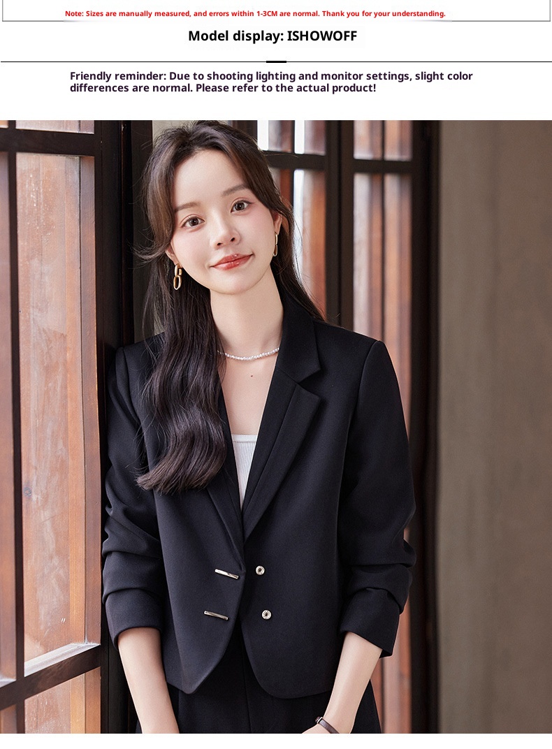 GraceChic Green Short Blazer For Women, Autumn Winter 2024 New Style, Elegant And Fashionable Suit With Wide-Leg Pants,_voghion.com