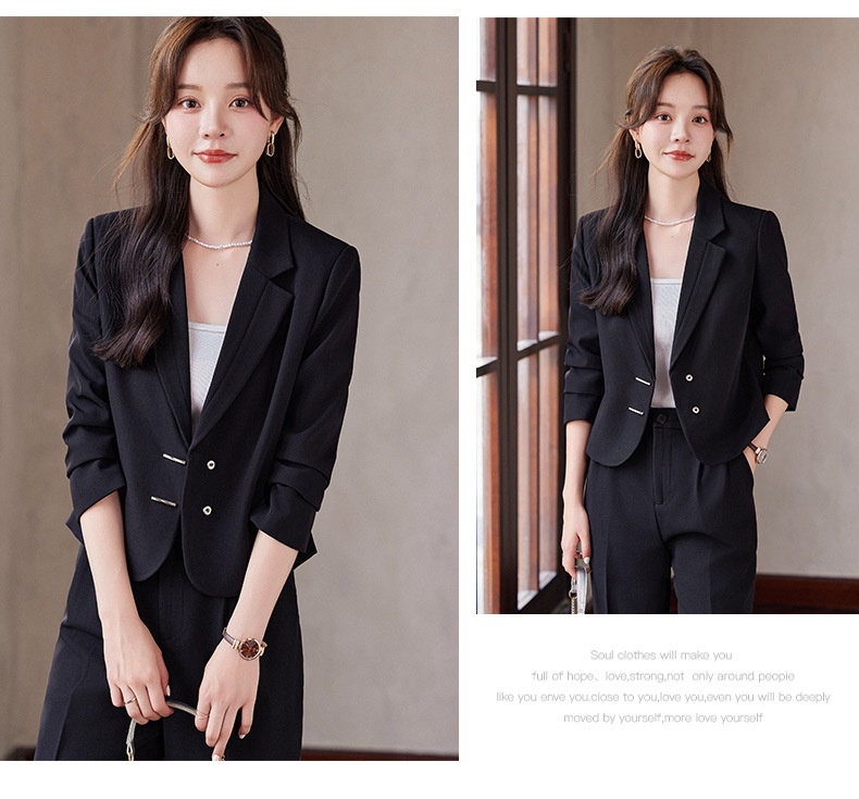 GraceChic Green Short Blazer For Women, Autumn Winter 2024 New Style, Elegant And Fashionable Suit With Wide-Leg Pants,_voghion.com