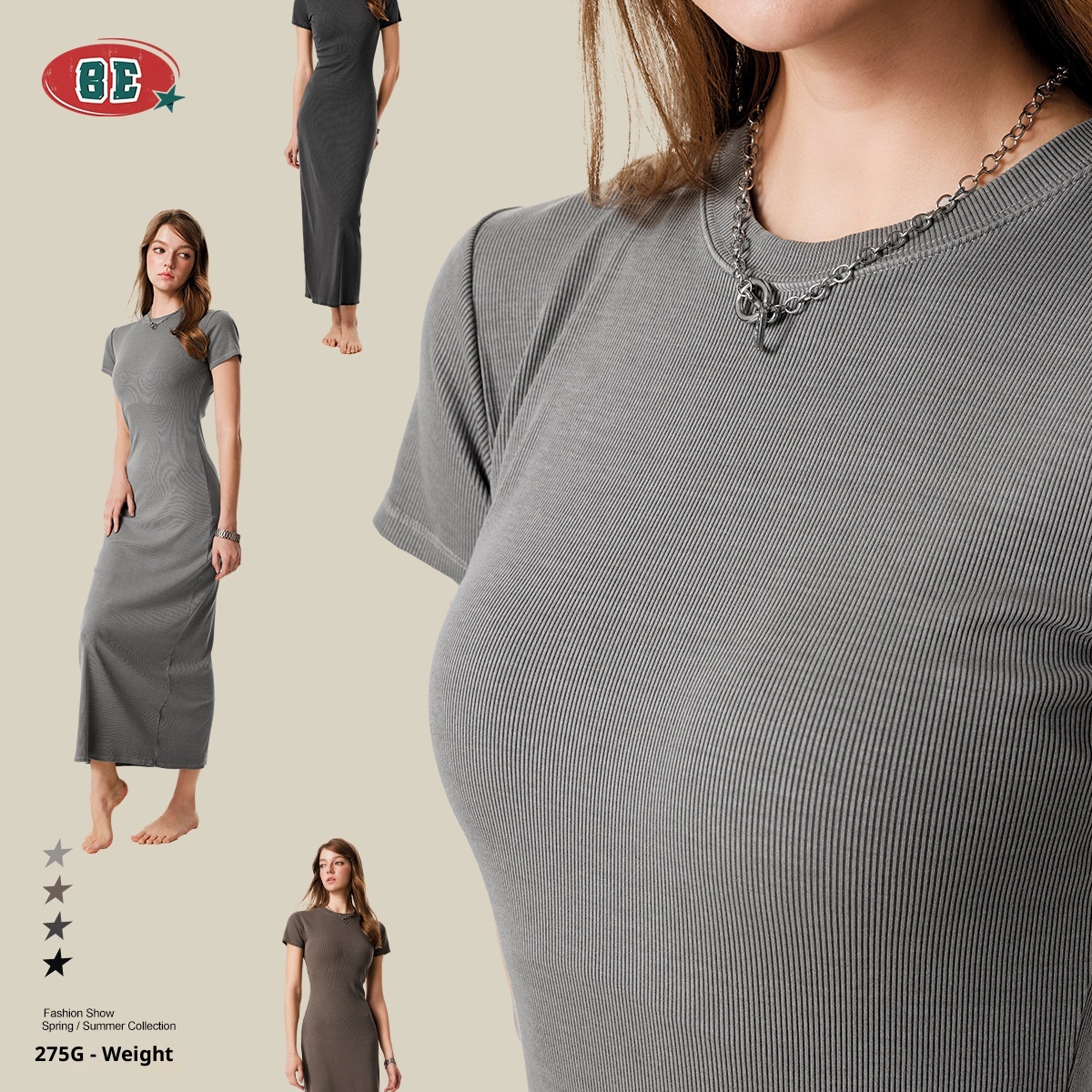 Collection GraceChic BE Vêtements Femme Été 2025 Style Européen et Américain Délavé Vintage Manches Courtes Coupe Slim Bodyman_voghion.com