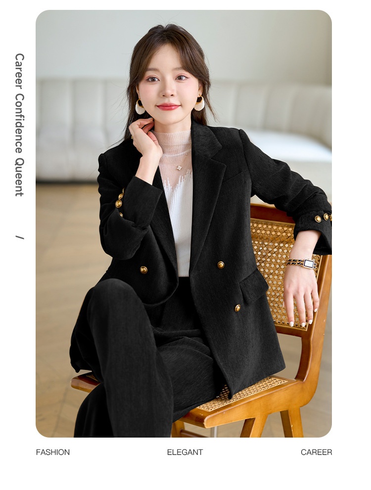 GraceChic Red Blazer For Women 2024 Autumn Winter Thick High-End Feel Petite Wide-Leg Pants Professional Suit Casual Formal Wear_voghion.com