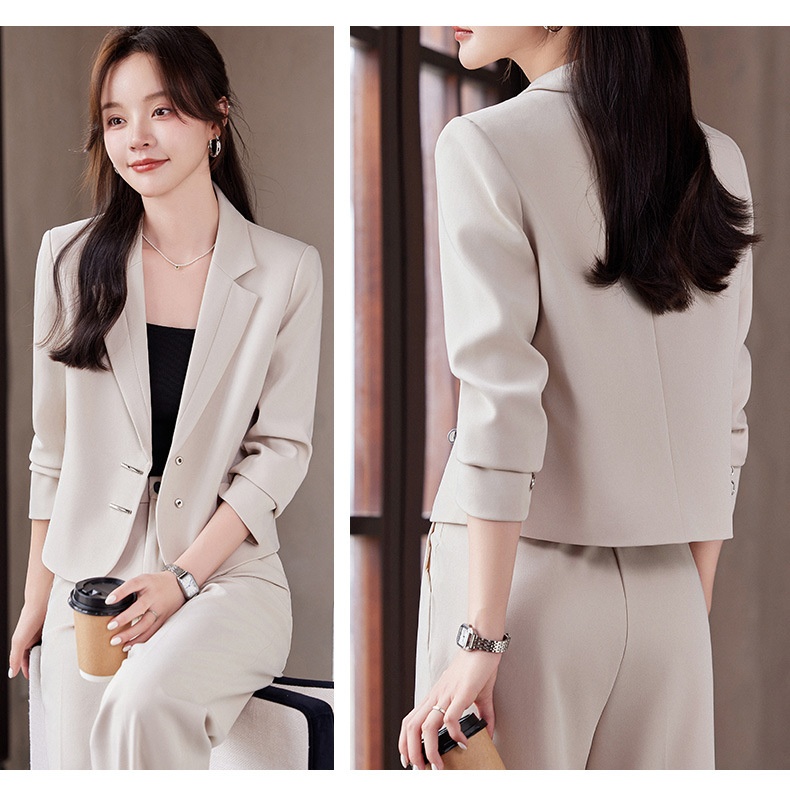 GraceChic Green Short Blazer For Women, Autumn Winter 2024 New Style, Elegant And Fashionable Suit With Wide-Leg Pants,_voghion.com