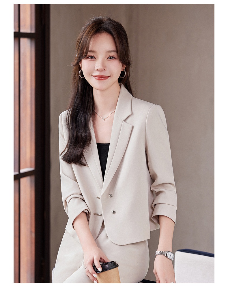 GraceChic Green Short Blazer For Women, Autumn Winter 2024 New Style, Elegant And Fashionable Suit With Wide-Leg Pants,_voghion.com