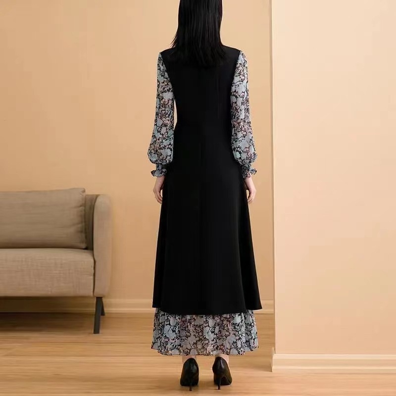 GraceChic Frühjahr/Herbst 2025: Neues Design im literarischen Stil für kurvige Frauen, knielanges zweiteiliges Blumenkleid in A-Linie_voghion.com