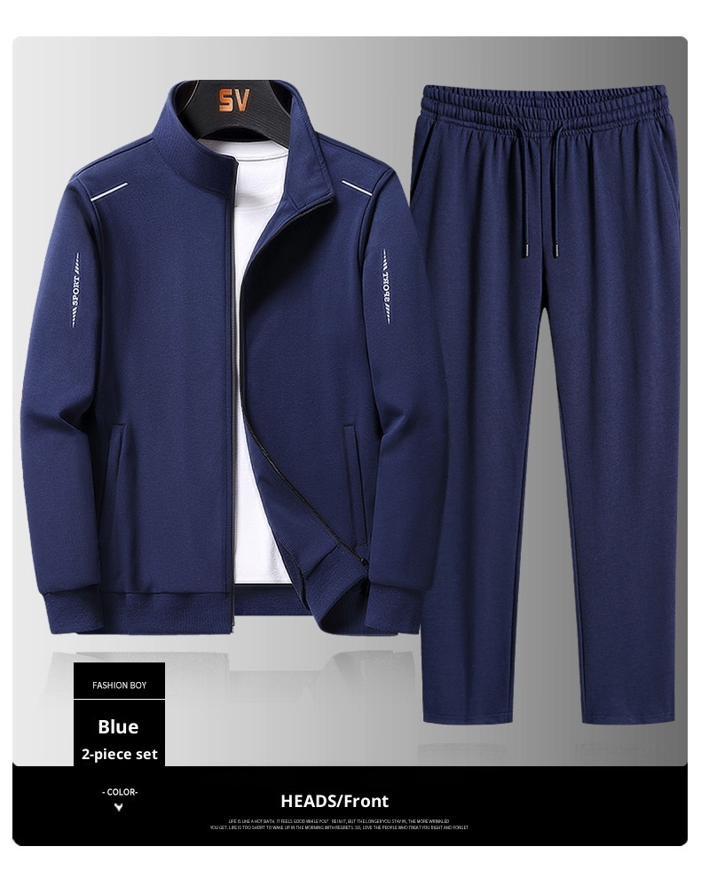 001 New Sports Men Spring Autumn Sweatshirt Straight Pants Running Casual Two-piece Set Plus Size Cardigan Suit Customized_voghion.com