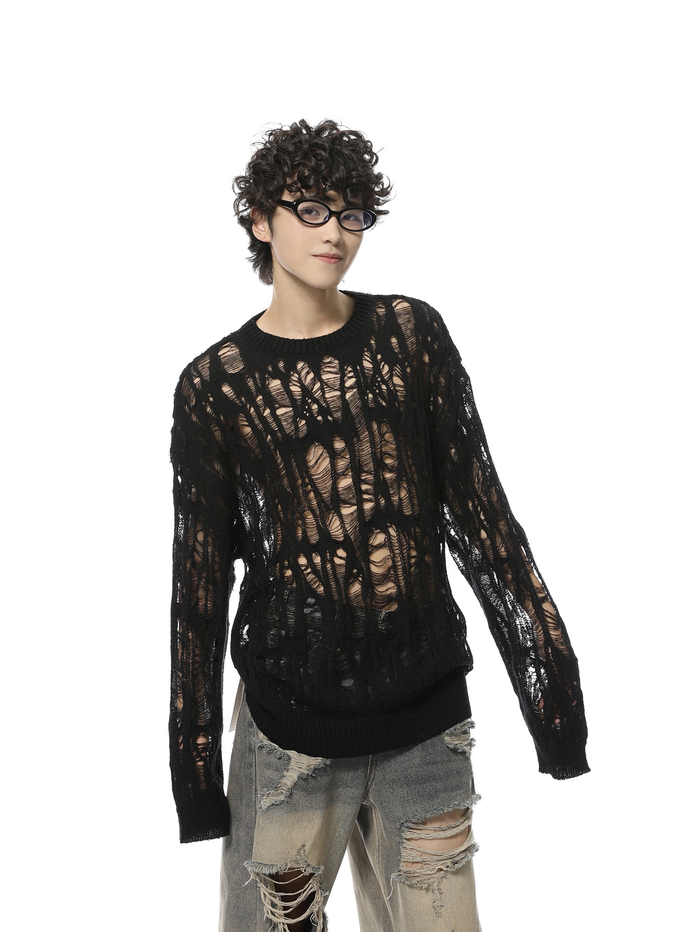 ragazzo ragazzo ragazzo inizio autunno nuovo maglione lavorato a maglia largo nicchia traforata protezione solare uomo stile coreano pigro casual top alla moda_voghion.com