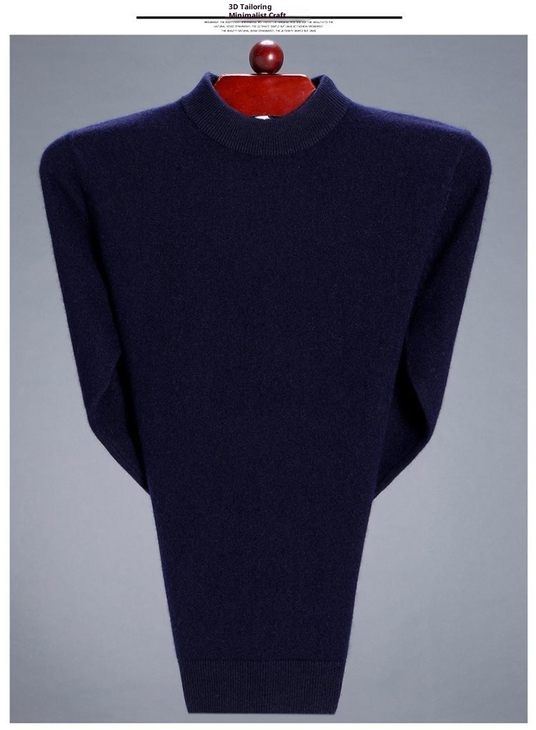 1 autentico maglione in pura lana ispessita per uomo, maglione a collo alto, strato di base per la mezza età, maglione da papà_voghion.com