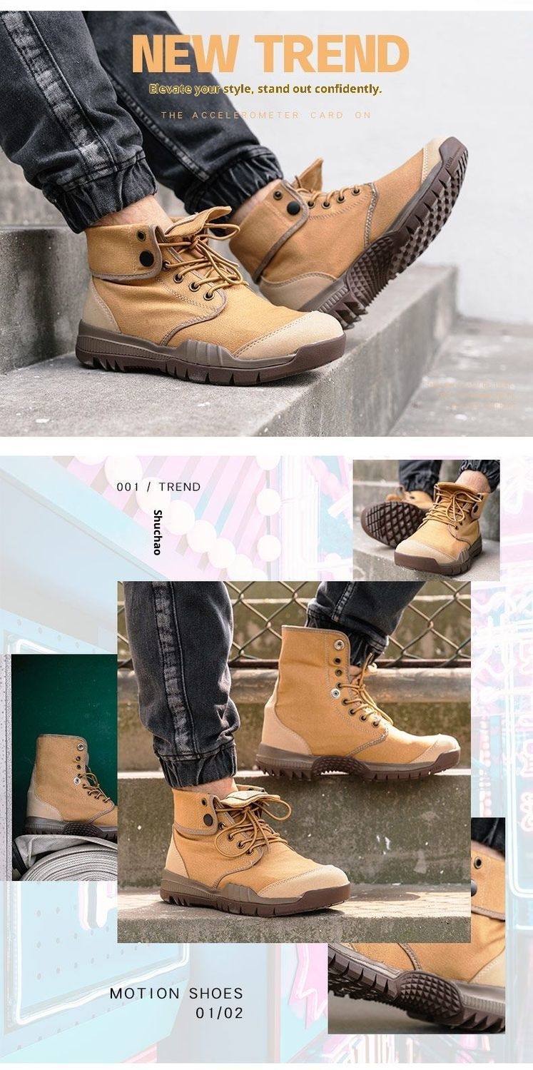 Chaussures montantes ShoeGlobe pour la randonnée en plein air, légères, en toile respirante, antidérapantes, résistantes à l'usure, imperméables et adaptées aux terrains désertiques et au trekking hors-piste._voghion.com