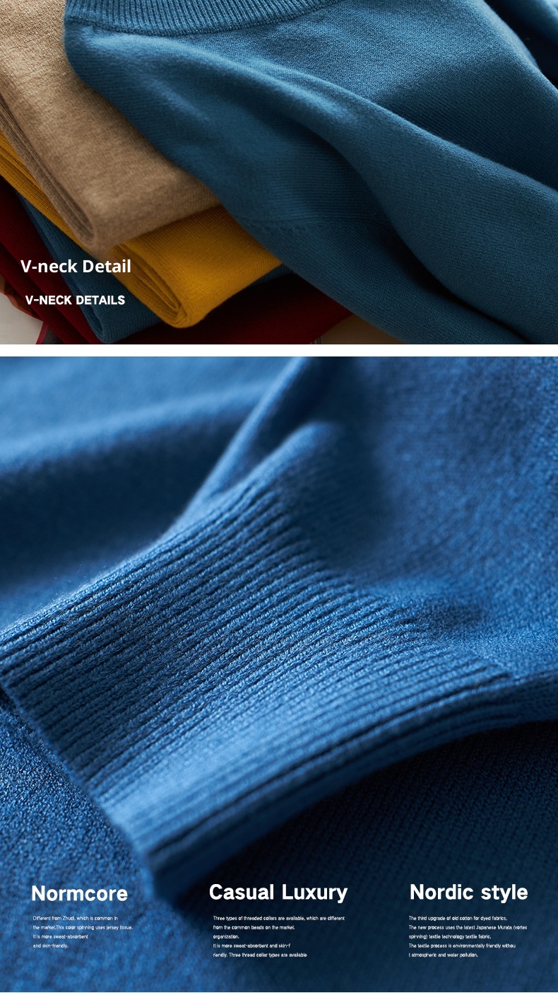 1 maglione girocollo da uomo autunno inverno con scollo a V, ampio, taglie forti, manica lunga, maglia, intimo_voghion.com