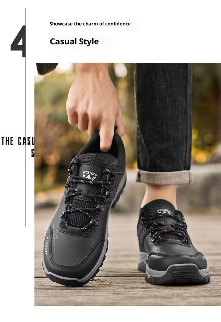 ShoeGlobe Men's 2025 Spring New Labor Protection Sports Hiking Waterproof Non-slip Wear-resistant Outdoor Low-top Casual Shoes For_voghion.com