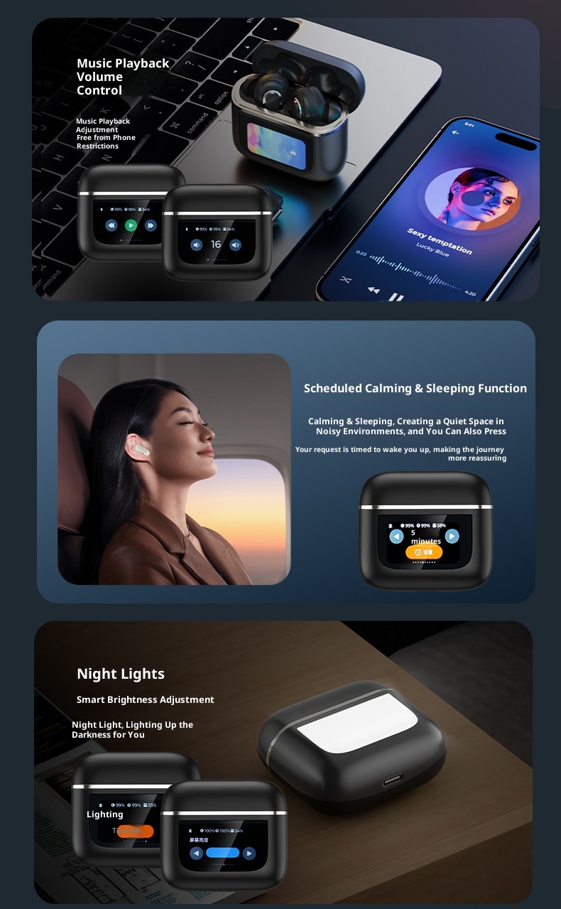 3c Neue V8-Display A9pro Bluetooth-Ohrhörer mit Geräuschunterdrückung (ANC), KI-Übersetzung und Bildschirm, kabellos, In-Ear, ultralang_voghion.com