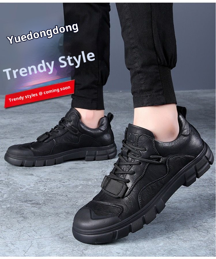 ShoeGlobe 2025 Spring New Men's Casual Men Genuine Leather Versatile Waterproof Non-Slip Outdoor Sports Work Hiking Shoes_voghion.com