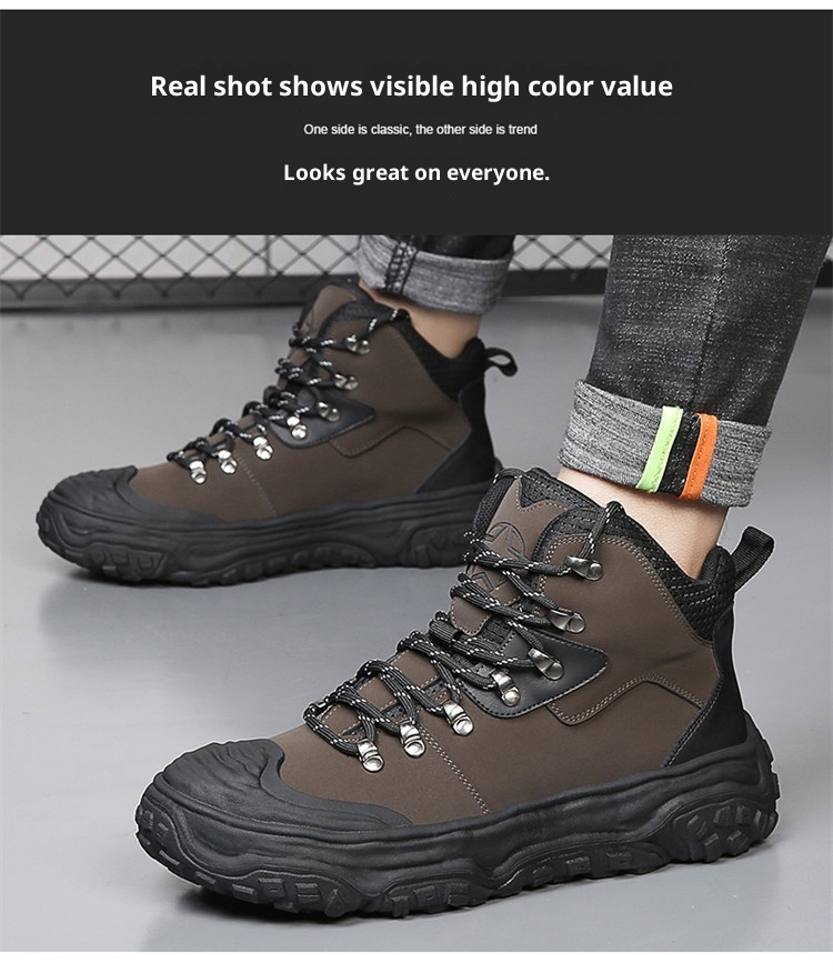 ShoeGlobe Men's Hiking Autumn Winter Outdoor Sports Casual Warm Construction Site Non-Slip Wear-Resistant Work Waterproof Trendy_voghion.com