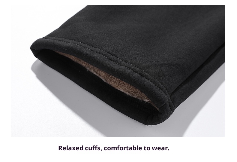 001 Fleece-Lined Thickened Lamb Wool Sports Suit For Men, Casual Stand Collar Sweatshirt, Running Nine-Point Long Pants,_voghion.com