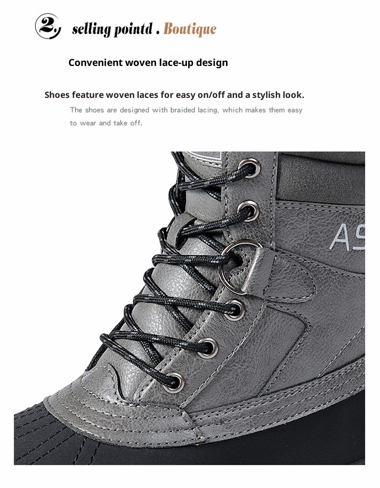 ShoeGlobe Cross-Border Russland Ukraine Herbst Winter Schwarzer Herren-Flachabsatz mit rutschfester Sohle, verdickter Schaft, griffig, für Wanderungen, sofort lieferbar_voghion.com