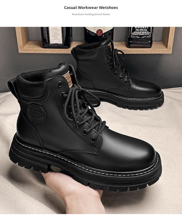 ShoeGlobe Men's Safety Shoes Winter Construction Site Wear-Resistant Work Martin Boots Waterproof Non-Slip Hiking Sports Autumn_voghion.com