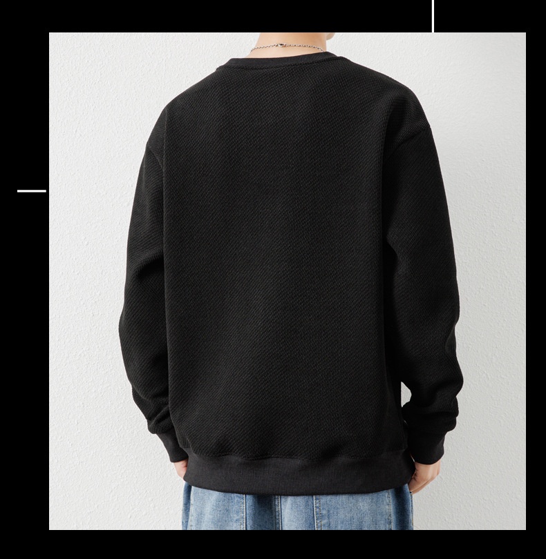 boy Autumn Winter New Thickened Crew Neck Youth Waffle Men's Loose Pullover Long Sleeve Sweatshirt Wholesale_voghion.com