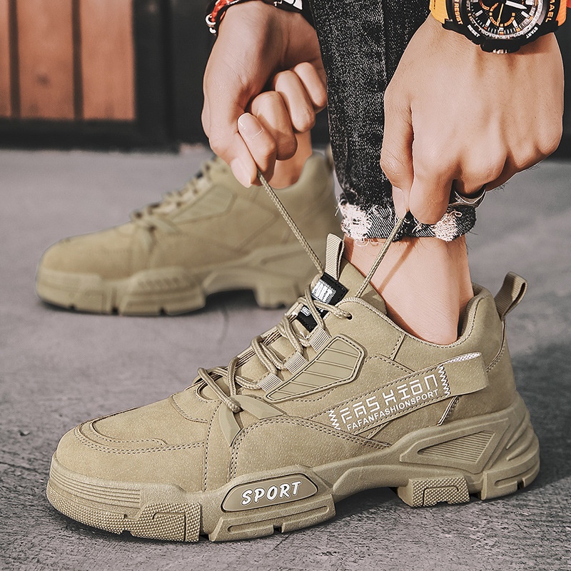 ShoeGlobe Herren Martin Boots Sommer Neu Dicke Sohle Höhenvergrößerung Wasserdicht Rutschfest Freizeit Sport Wandern Arbeit Sicherheit Trendy_voghion.com