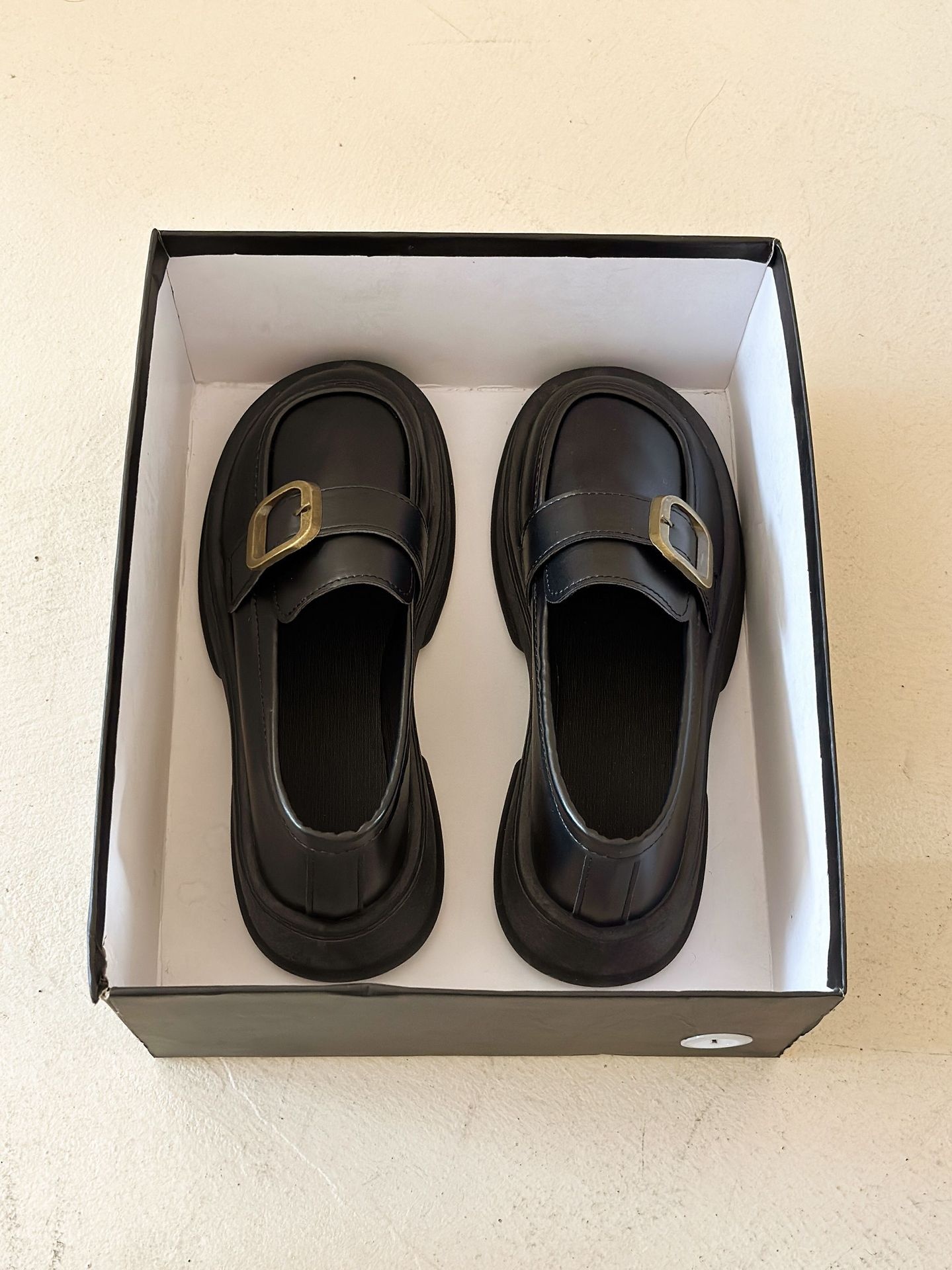 2023 Herfst Nieuwe Zwarte Leren Instappers Voor Dames Dikke Zool Mary Jane Schoenen_voghion.com