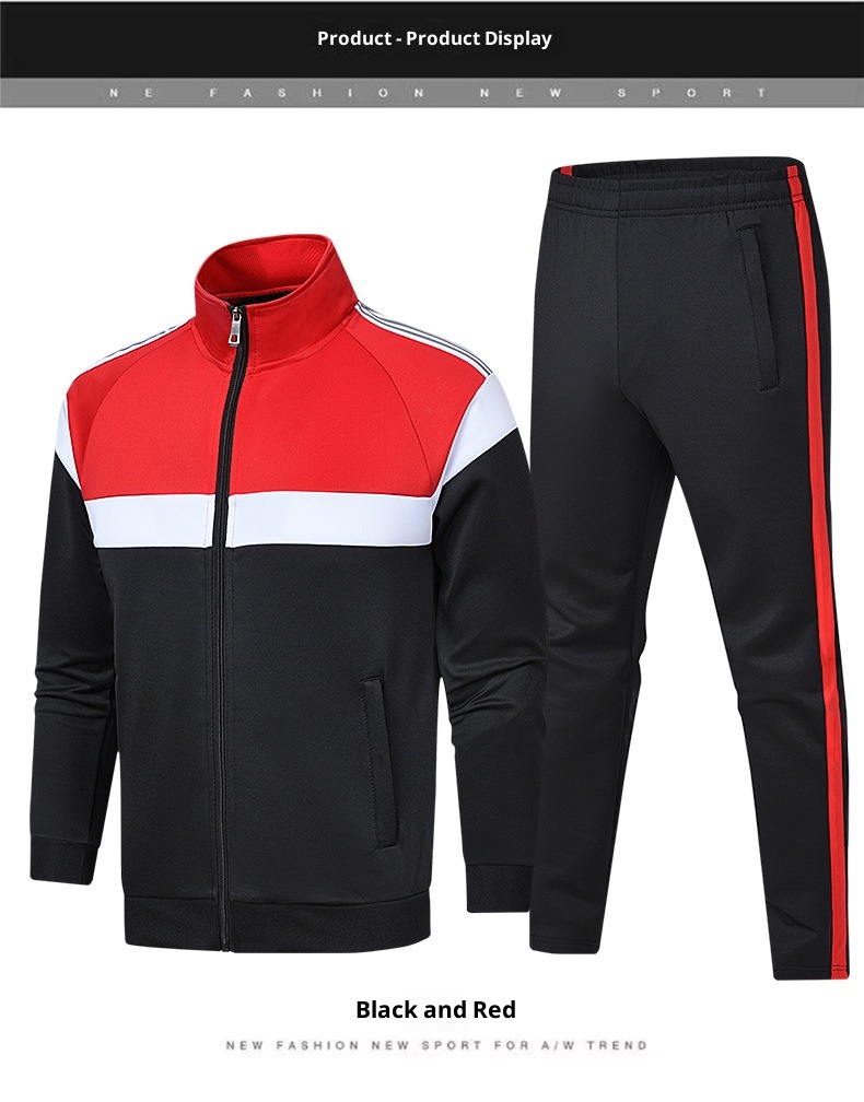 001 Cross-Border Casual Men Outdoor Sports Spring Autumn Sweatshirt Jacket School Group Uniform Two-Piece Set_voghion.com