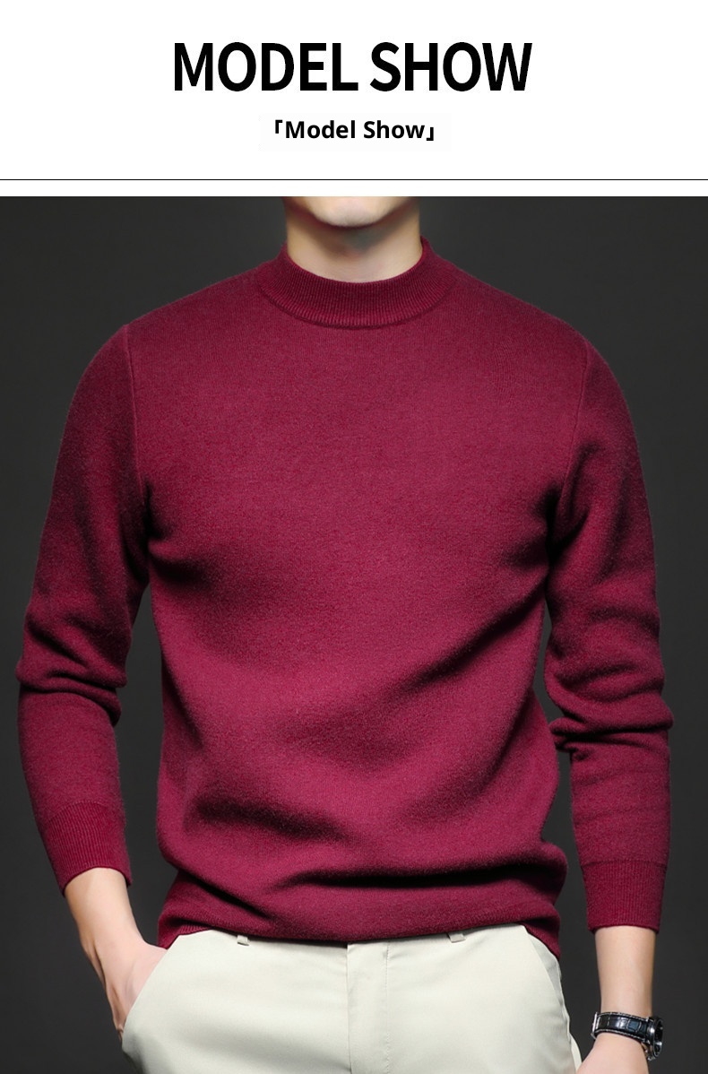 1 Factory Direct New Autumn Solid Color Half Turtleneck Slim Fit Sweater For Men Youth Base Shirt Men's Clothing_voghion.com