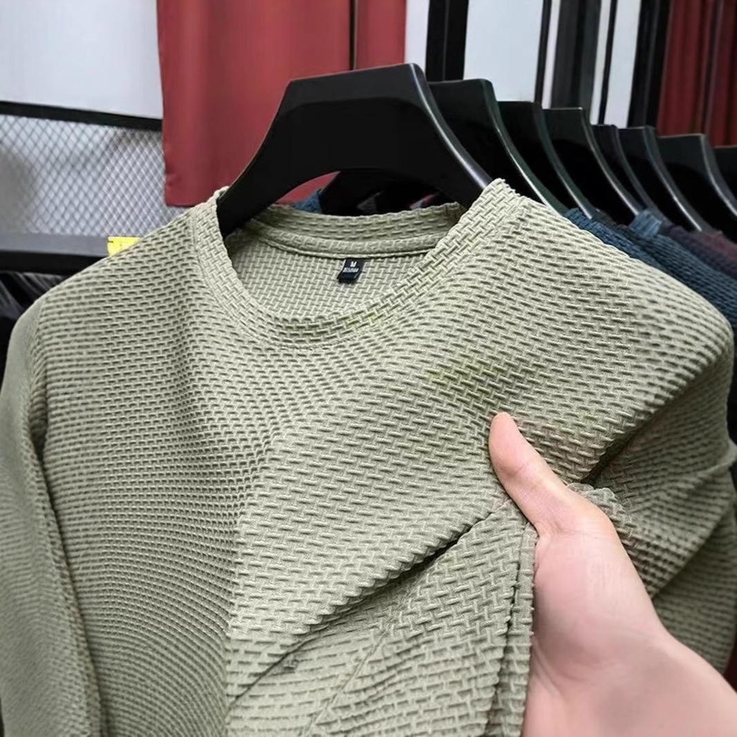 Maglietta da uomo in seta ghiacciata, manica corta, 2025, nuova estate, in jacquard di bambù, traspirante, elasticizzata, versatile_voghion.com