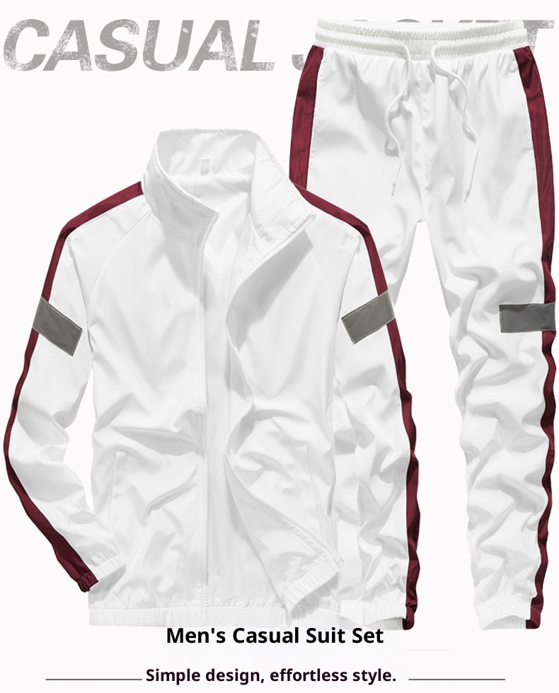 001 Neuer lässiger, dünner Stehkragen-Sport-Zweiteiler für Herren, Frühling/Herbst, Trendy 3225_voghion.com