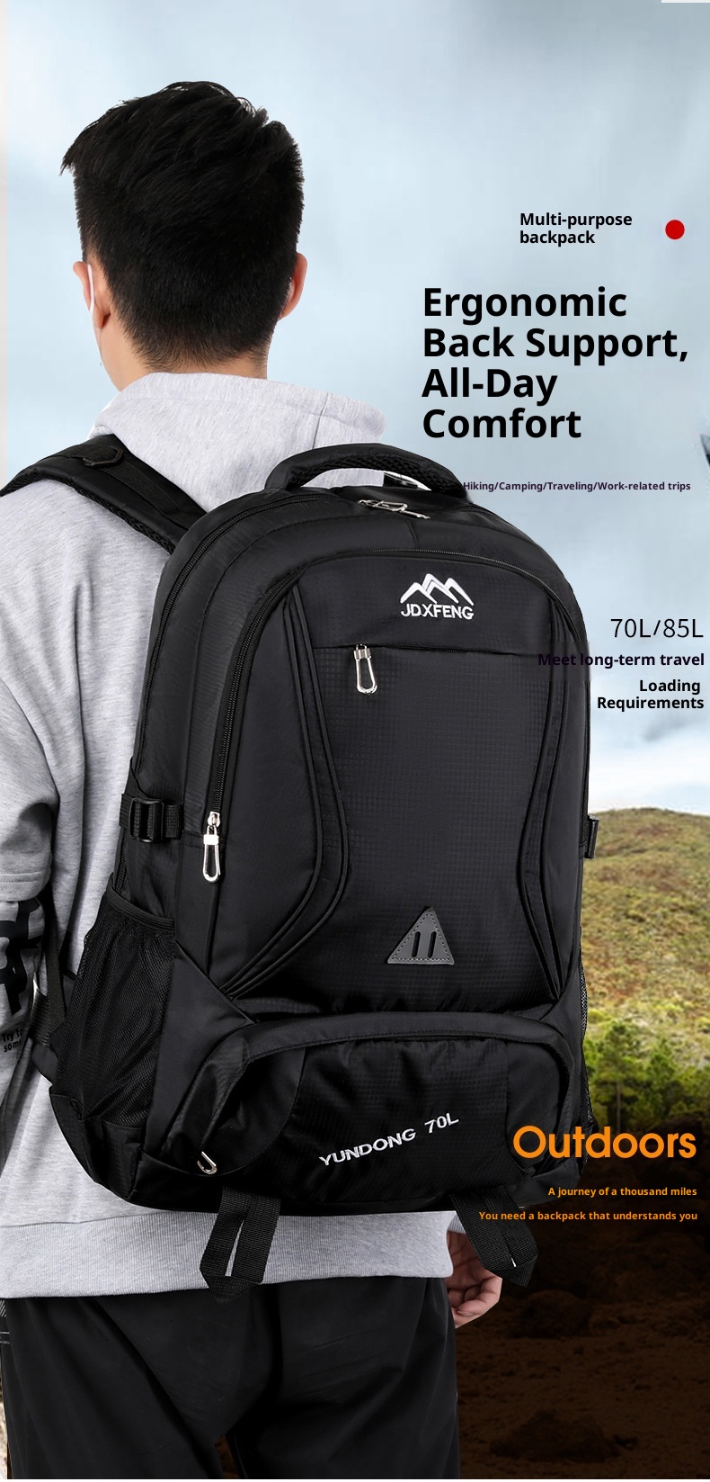 ActiveGo New Commuting Business Trip Double Shoulder Large Capacity Travel Luggage Bag Hiking Outdoor Backpack_voghion.com