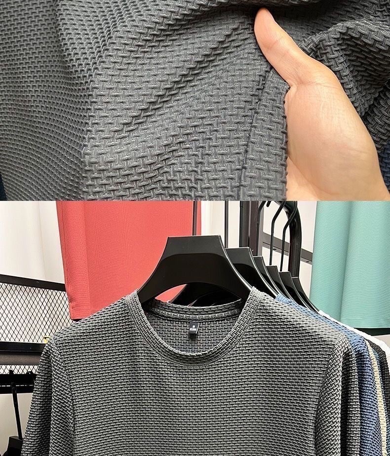Maglietta da uomo in seta ghiacciata, manica corta, 2025, nuova estate, in jacquard di bambù, traspirante, elasticizzata, versatile_voghion.com