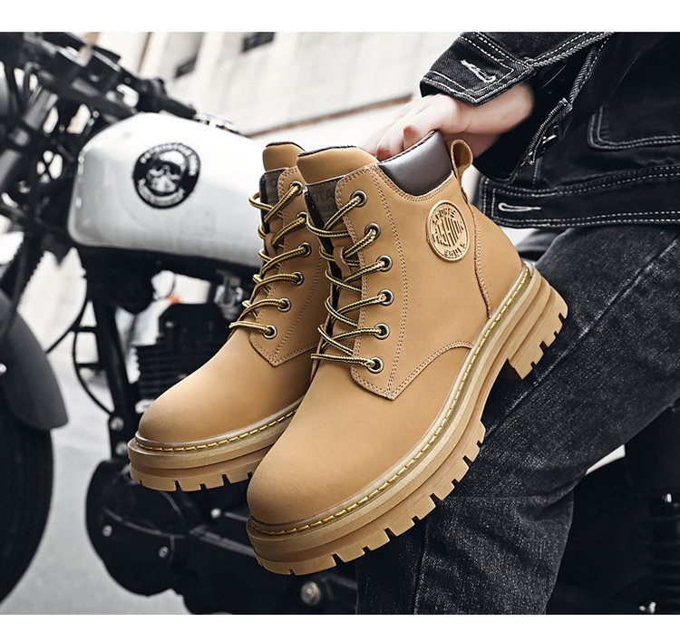 ShoeGlobe Men's Safety Shoes Winter Construction Site Wear-Resistant Work Martin Boots Waterproof Non-Slip Hiking Sports Autumn_voghion.com