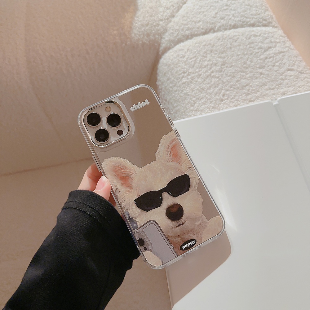 TechGlobe compatibile con 15 Pro Phone Case Max Occhiali da sole Cane iPhone 16 Copertura completa 13 Trendy Cool Personality 14 Specchio_voghion.com
