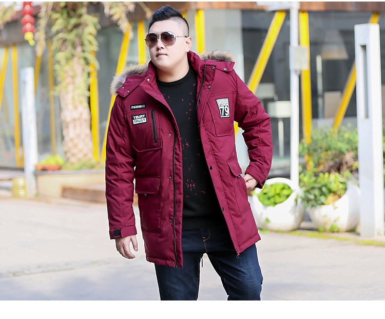 Daunenjacke in Übergröße für Jungen, mittellang, dick gefüttert, warm, Oversized-Wintermantel für Herren_voghion.com