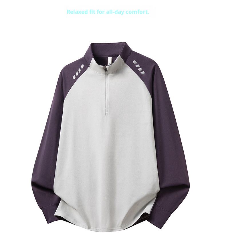 boy Boy Half-Zip Outdoor Sports Long Sleeve Quick-Dry Autumn Sun Protection Reflective Men's Running Fitness Basketball Shirt_voghion.com