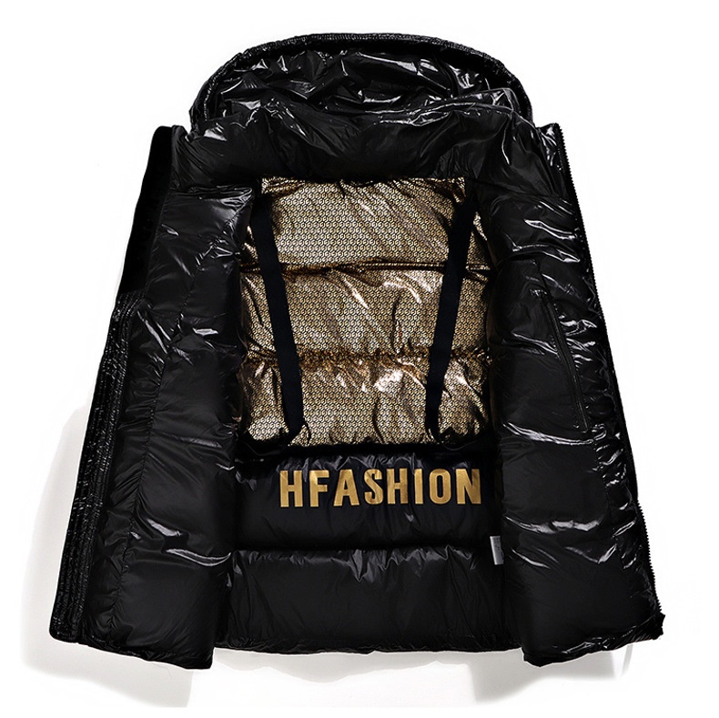 boy Unisex Black Gold Couple Short Style Duck Goose Down Jacket Men's Women's Top_voghion.com