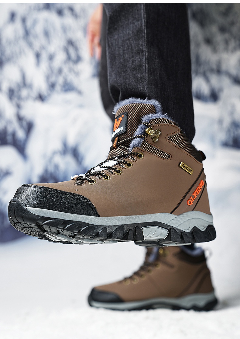 ShoeGlobe Winterschuhe mit dicker Sohle, rutschfest, wasserdicht, hoch geschnitten, für Outdoor-Aktivitäten wie Wandern und Freizeit._voghion.com