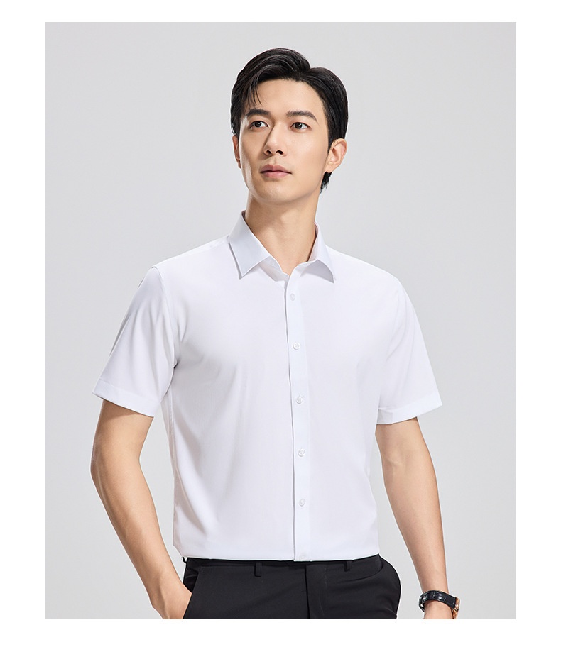 ForMen Men's Short Sleeve With Mulberry Silk, Wrinkle-Free, Professional Workwear, Summer Thin Business Shirt_voghion.com