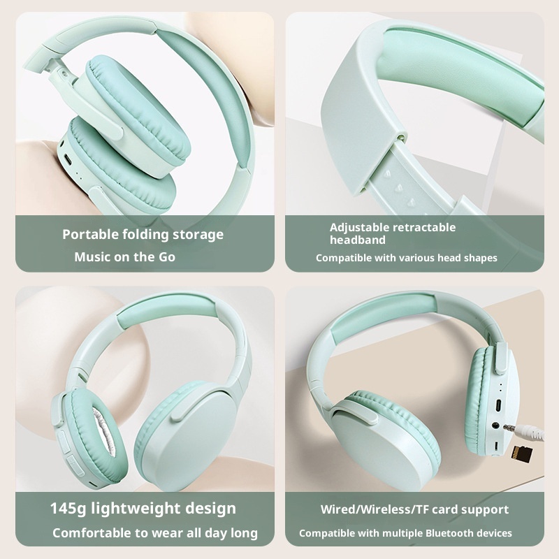 3c 2961 Over-Ear Bluetooth Headphones Heavy Bass Long Battery Life Wireless Full Ear Cushion Stereo Gaming Low Latency_voghion.com