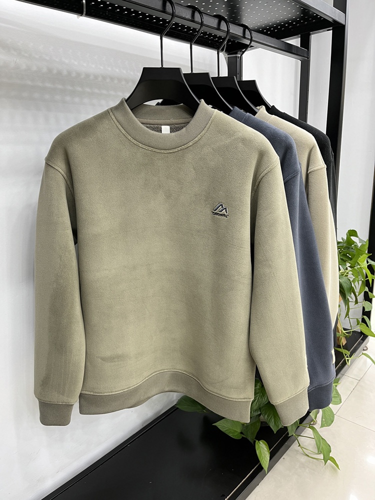 Felpa invernale da uomo con fodera in pile autoriscaldante, spessa, antifreddo, con scollo rotondo, [lana di alpaca] Bestseller_voghion.com