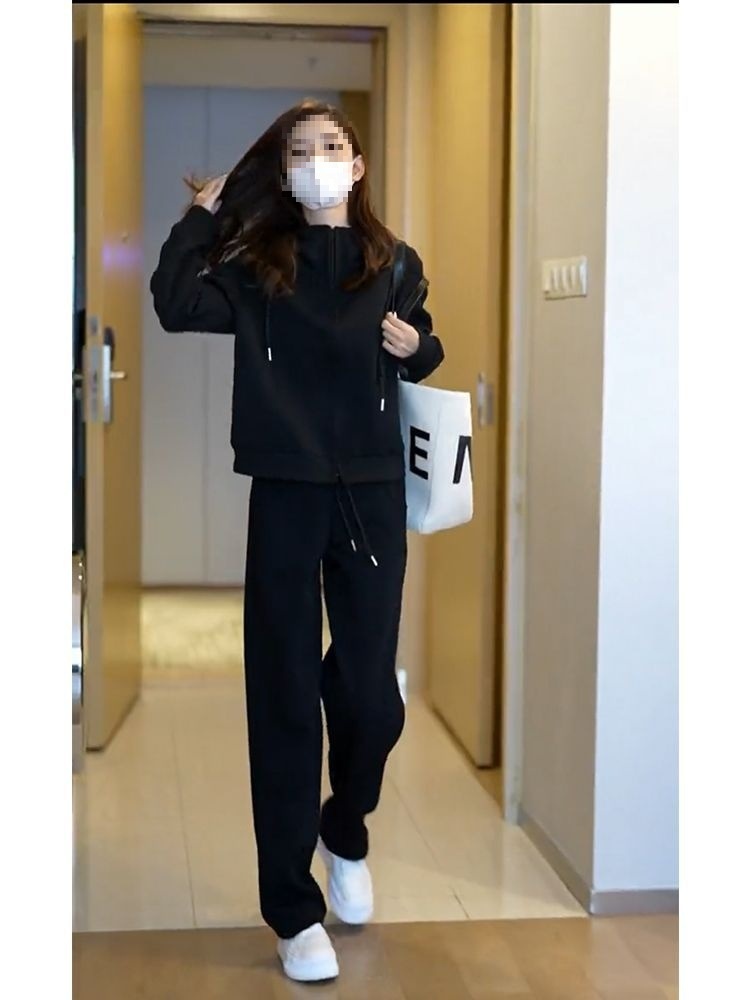 001 Abbigliamento sportivo per donna Primavera e autunno Studente stile coreano felpa casual due pezzi allentata e dimagrante alla moda da corsa_voghion.com