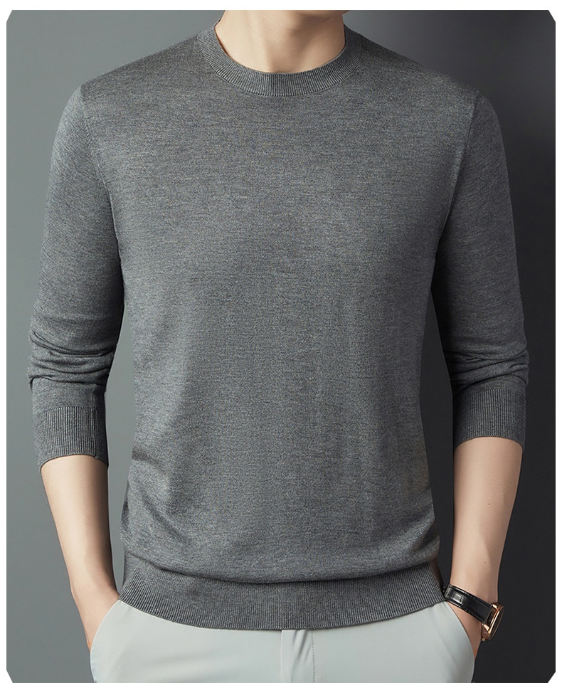 Herren-Langarmshirt aus Maulbeerseide-Wollmischung, bügelfrei, Rundhalsausschnitt, hautfreundlich und modisch_voghion.com