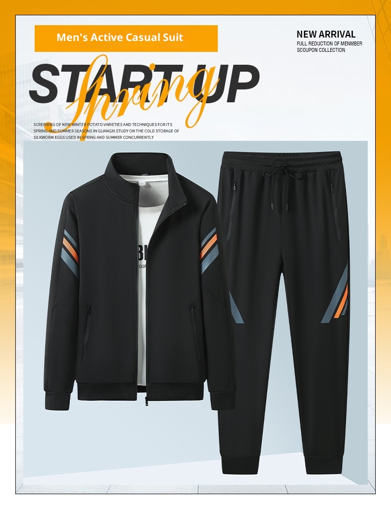 001 New Main Pomotion Sping And Autumn Tendy Band Youth Set Men's Casual Loose Sweatshit Couple Running Spots_voghion.com