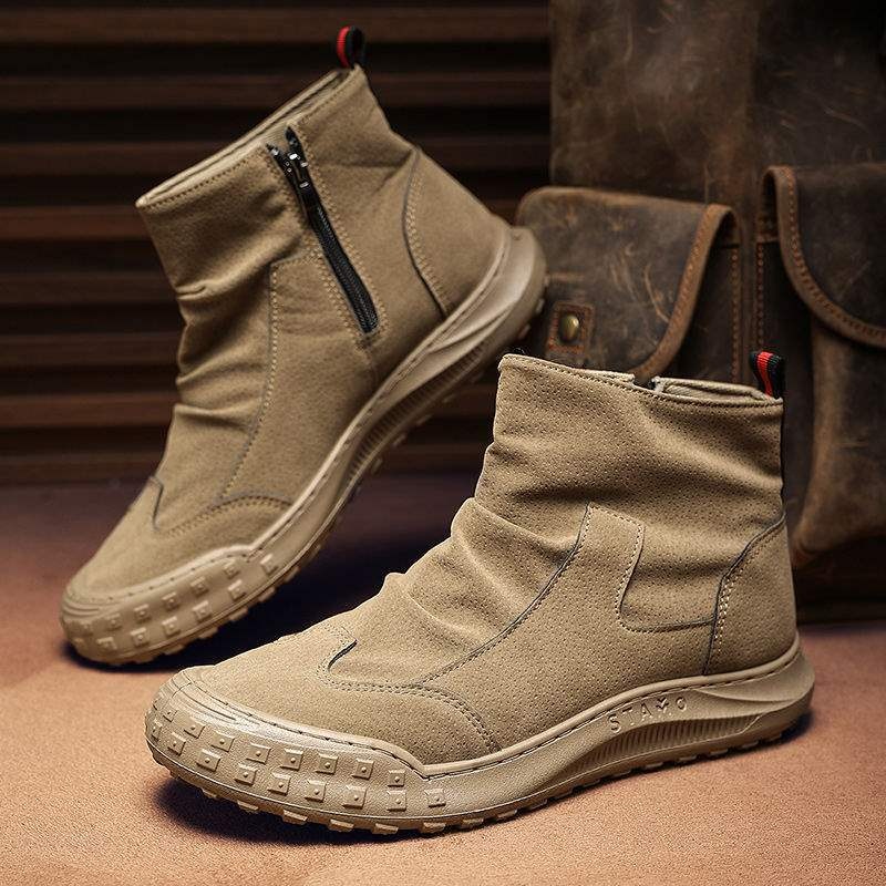 ShoeGlobe Labor Protection Autumn Waterproof Non-Slip Construction Site Outdoor Hiking Men's Work Sports Shoes Martin Boots_voghion.com
