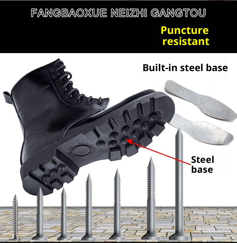 ShoeGlobe Scarpe da trekking alte da combattimento e sicurezza per esterni Stivali da lavoro in pelle Antiscivolo Arrampicata Resistente all'usura Impermeabile Trekking_voghion.com