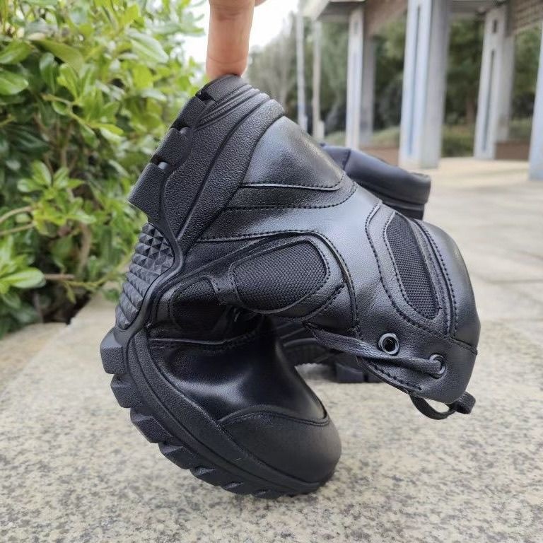 ShoeGlobe Scarpe da arrampicata alte in vera pelle, impermeabili, antiscivolo, resistenti all'usura, ultraleggere, da combattimento, con cerniera, per attività all'aperto_voghion.com