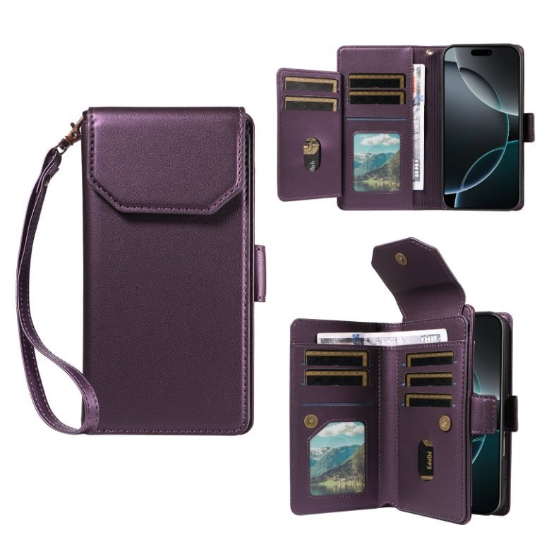 TechGlobe Cross-border-kompatible iPhone 16 Multi-SIM Leder-Wallet-Handyhülle 15 14 Pro Max Schutzhülle_voghion.com